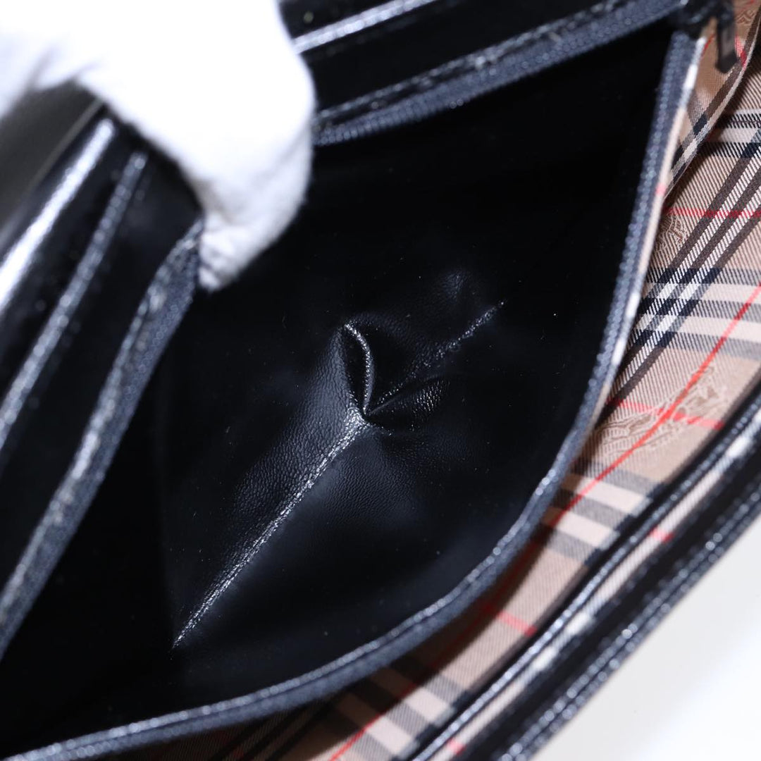 BurberrySs Hand Bag Leather Black Gold Auth ep5473
