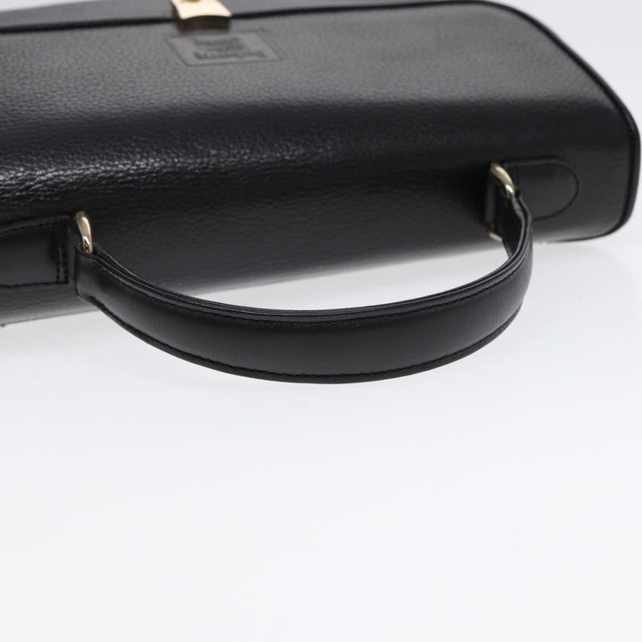 BurberrySs Hand Bag Leather Black Gold Auth ep5473