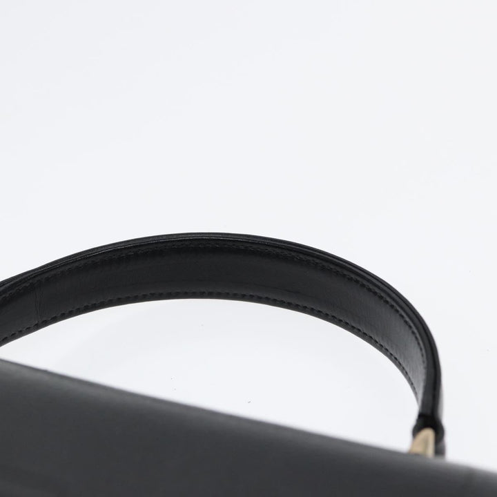 BurberrySs Hand Bag Leather Black Gold Auth ep5473