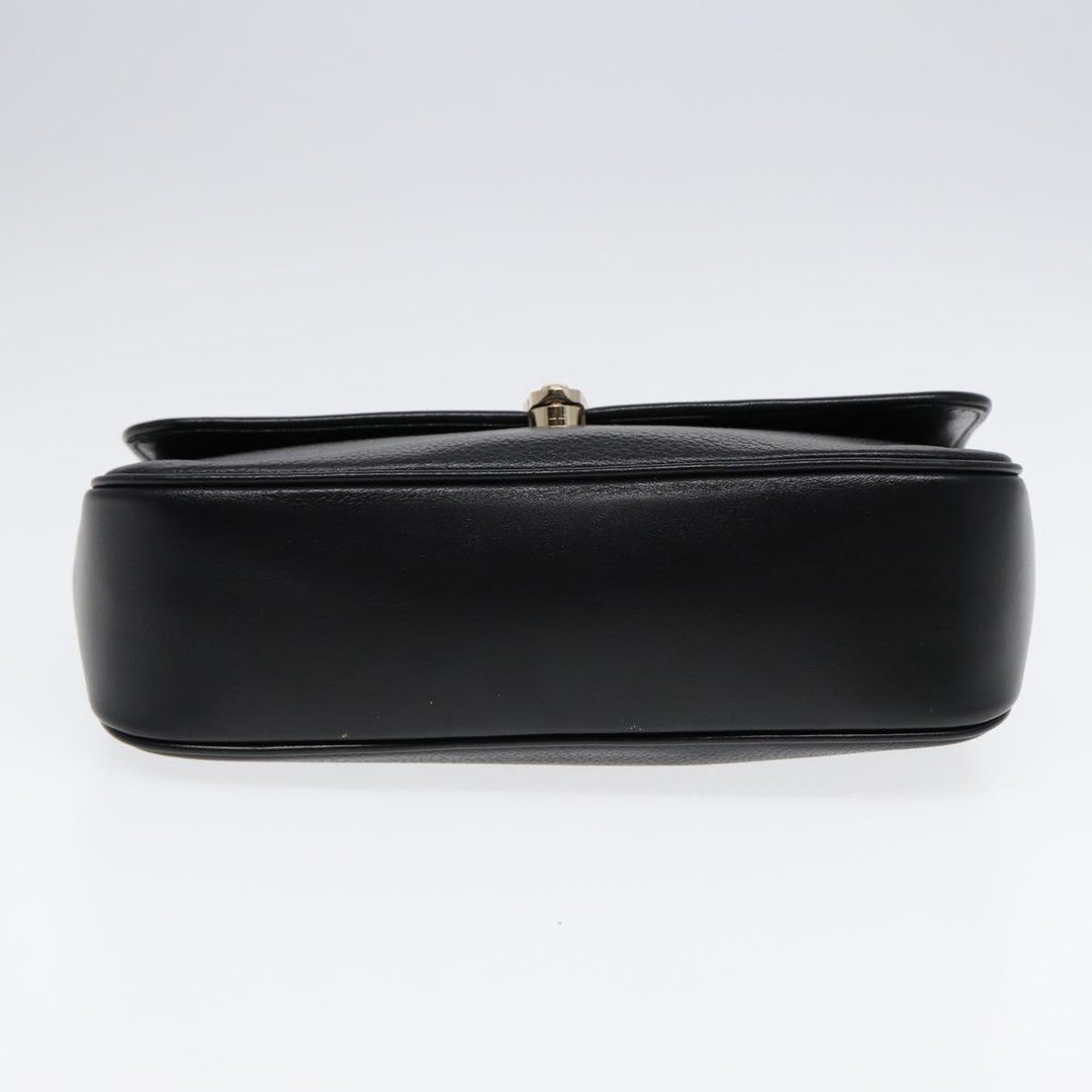 BurberrySs Hand Bag Leather Black Gold Auth ep5473