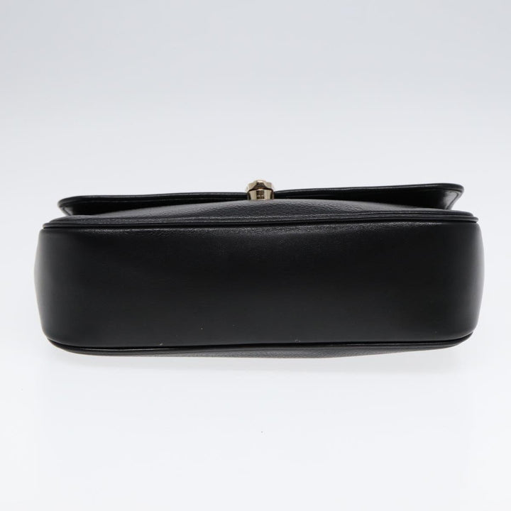 BurberrySs Hand Bag Leather Black Gold Auth ep5473