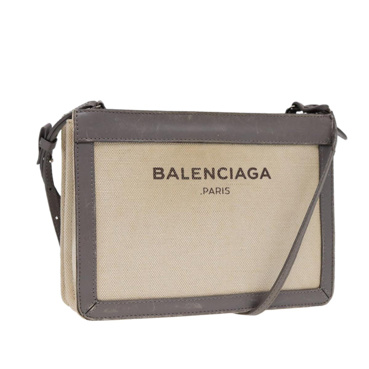 Top Quality Balenciaga Shoulder Bag Canvas Gray Beige Silver 390641 Auth ep5489
