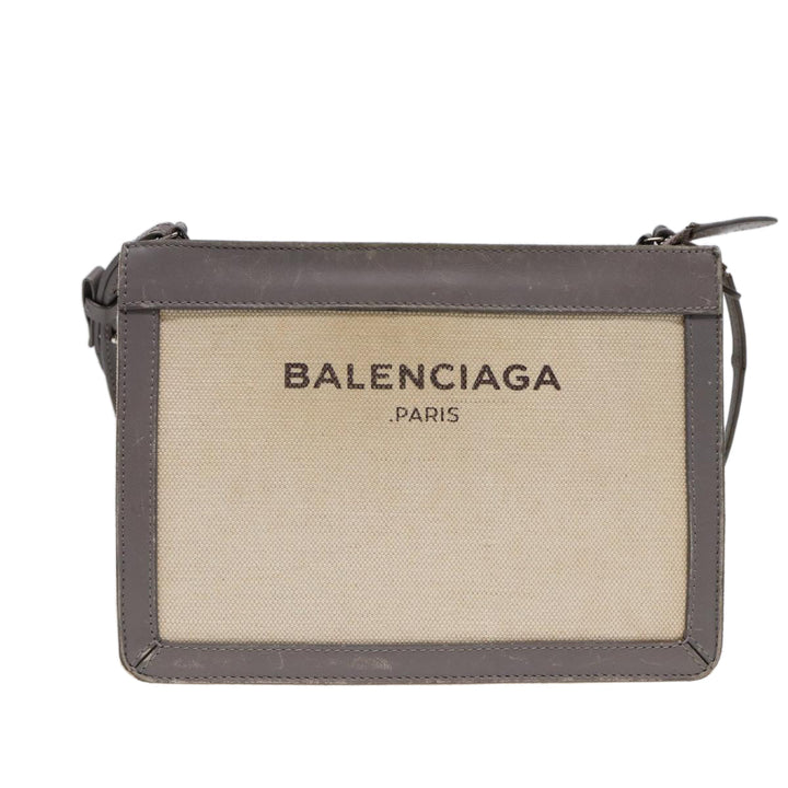 Top Quality Balenciaga Shoulder Bag Canvas Gray Beige Silver 390641 Auth ep5489