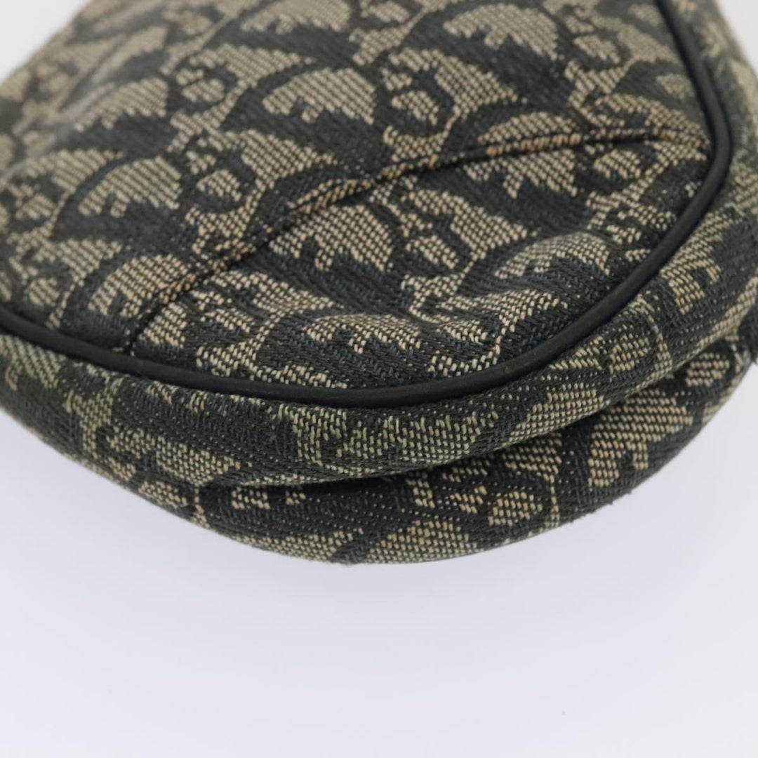 CHRISTIAN Top quality Dior Trotter Canvas Saddle Pouch Accessory Pouch Navy Gold Auth ep5491