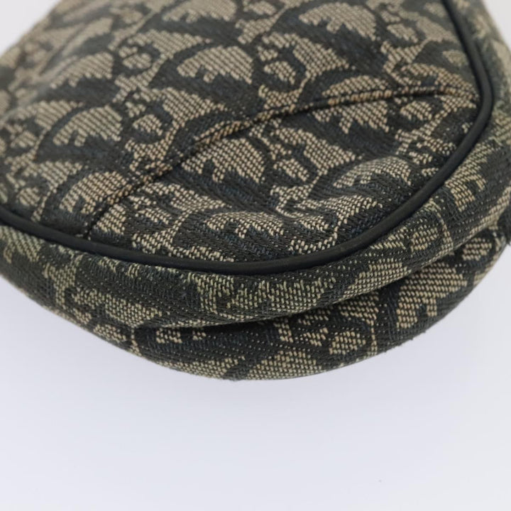 CHRISTIAN Top quality Dior Trotter Canvas Saddle Pouch Accessory Pouch Navy Gold Auth ep5491
