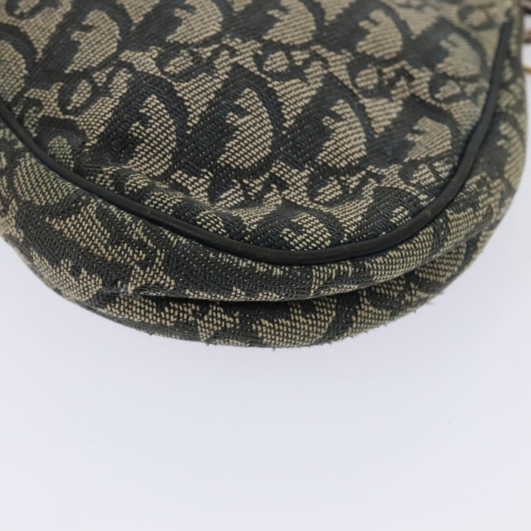 CHRISTIAN Top quality Dior Trotter Canvas Saddle Pouch Accessory Pouch Navy Gold Auth ep5491