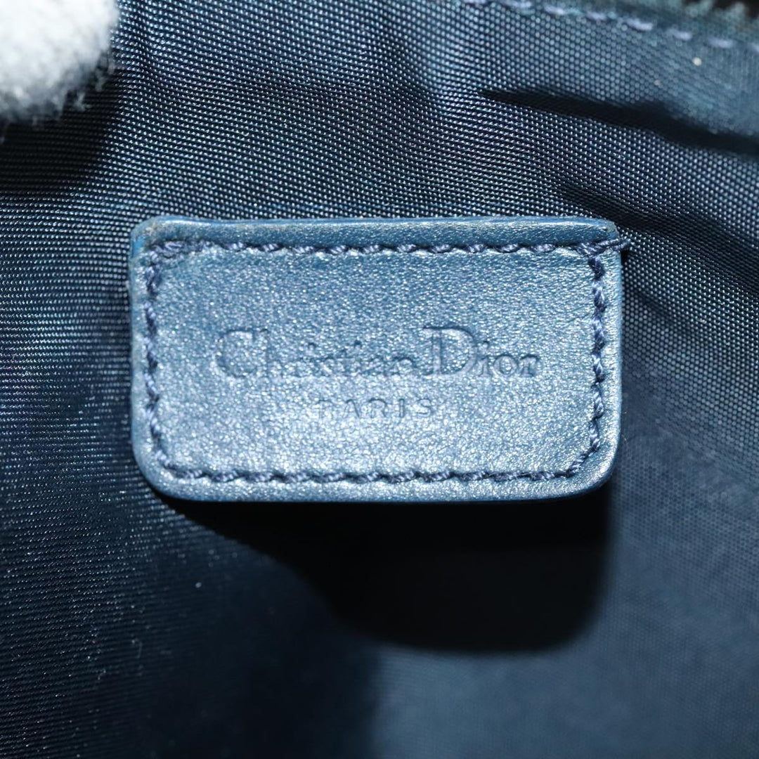 CHRISTIAN Top quality Dior Trotter Canvas Saddle Pouch Accessory Pouch Navy Gold Auth ep5491