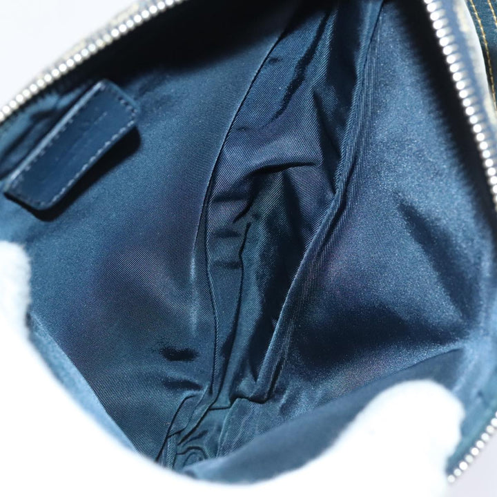 CHRISTIAN Top quality Dior Trotter Canvas Saddle Pouch Accessory Pouch Navy Gold Auth ep5491