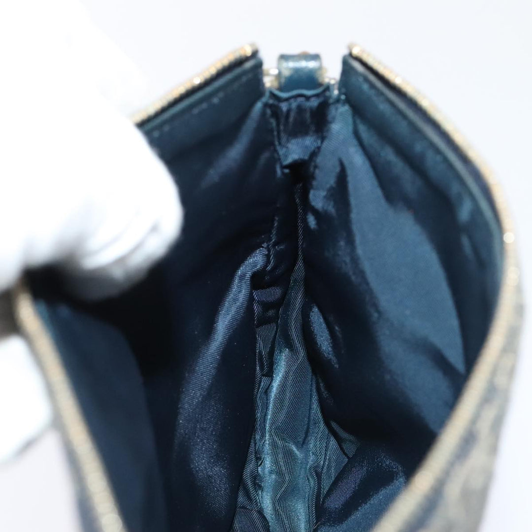 CHRISTIAN Top quality Dior Trotter Canvas Saddle Pouch Accessory Pouch Navy Gold Auth ep5491