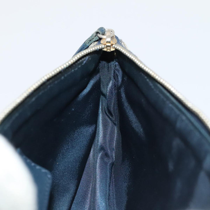 CHRISTIAN Top quality Dior Trotter Canvas Saddle Pouch Accessory Pouch Navy Gold Auth ep5491