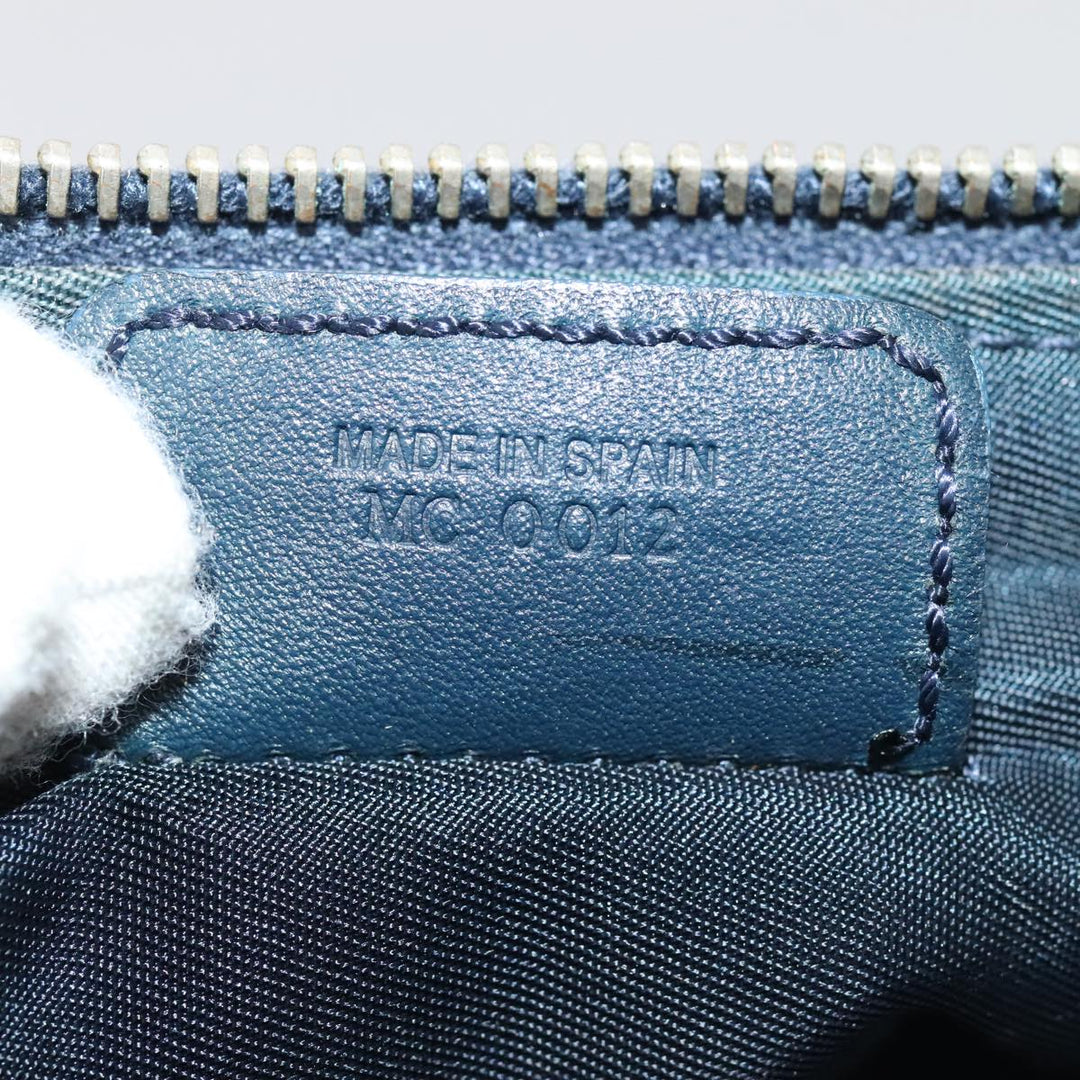 CHRISTIAN Top quality Dior Trotter Canvas Saddle Pouch Accessory Pouch Navy Gold Auth ep5491