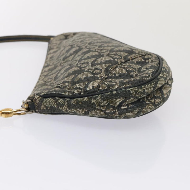 CHRISTIAN Top quality Dior Trotter Canvas Saddle Pouch Accessory Pouch Navy Gold Auth ep5491