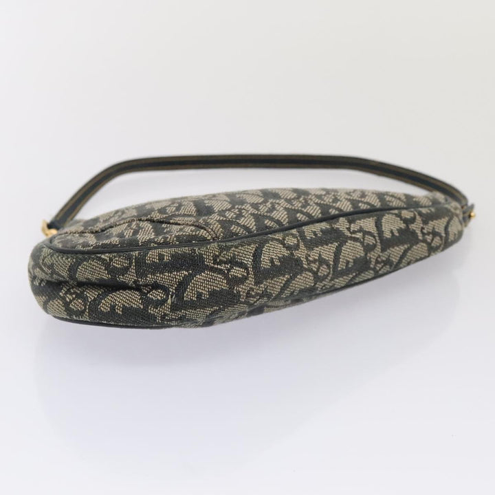 CHRISTIAN Top quality Dior Trotter Canvas Saddle Pouch Accessory Pouch Navy Gold Auth ep5491