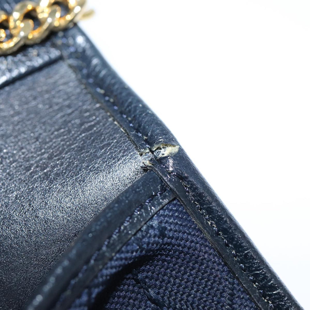 CHRISTIAN Top quality Dior Chain Shoulder Bag Leather Black Gold Auth ep5494
