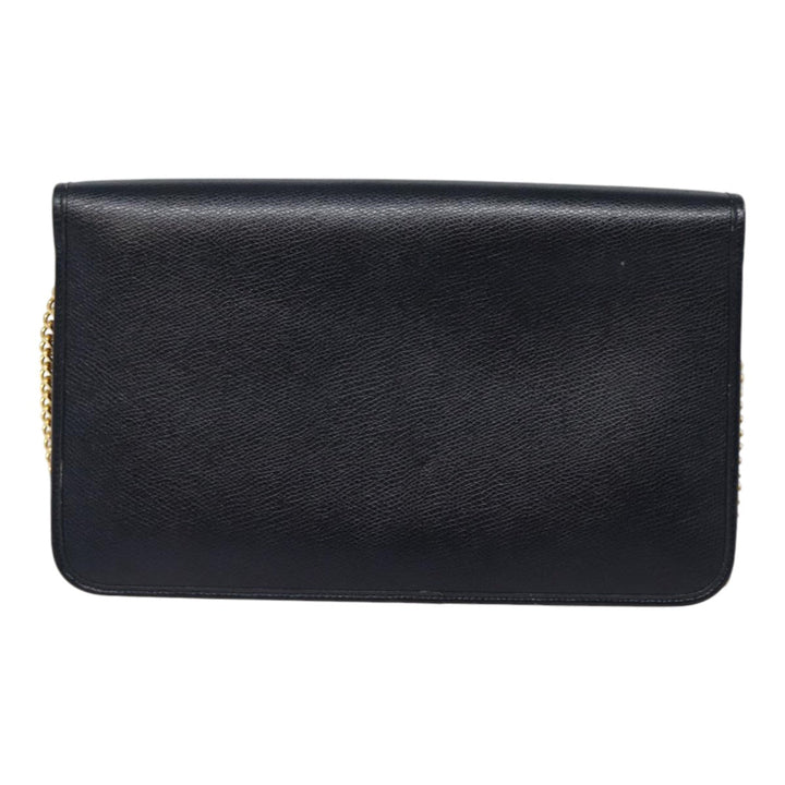 CHRISTIAN Top quality Dior Chain Shoulder Bag Leather Black Gold Auth ep5494
