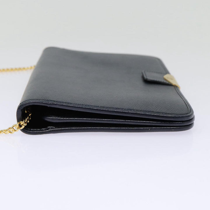 CHRISTIAN Top quality Dior Chain Shoulder Bag Leather Black Gold Auth ep5494