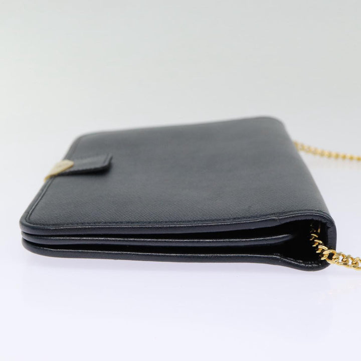 CHRISTIAN Top quality Dior Chain Shoulder Bag Leather Black Gold Auth ep5494