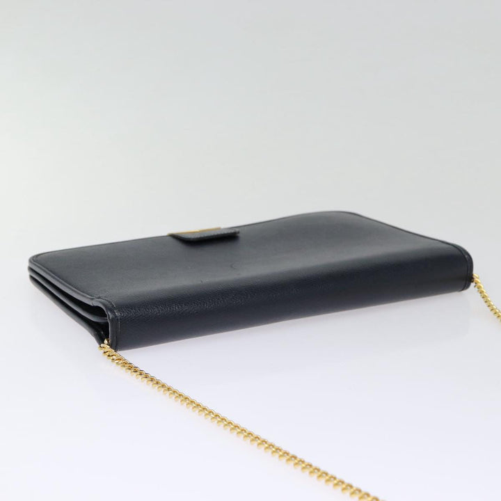 CHRISTIAN Top quality Dior Chain Shoulder Bag Leather Black Gold Auth ep5494