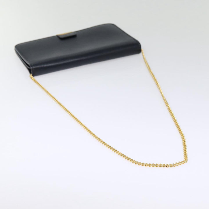 CHRISTIAN Top quality Dior Chain Shoulder Bag Leather Black Gold Auth ep5494