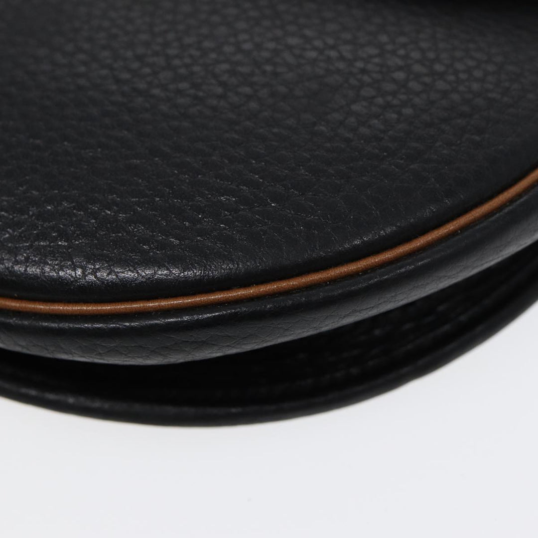 CHRISTIAN Top quality Dior Shoulder Bag Leather Black Gold Auth ep5514