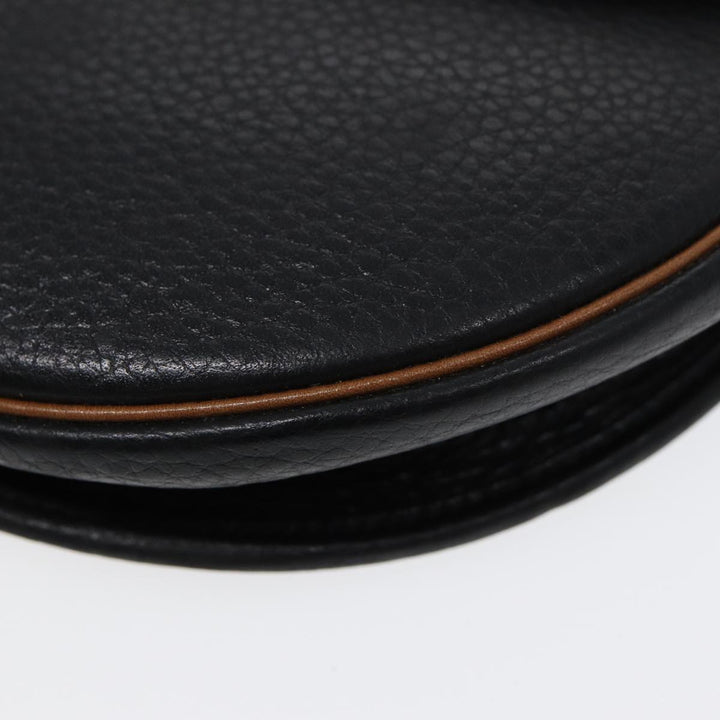 CHRISTIAN Top quality Dior Shoulder Bag Leather Black Gold Auth ep5514