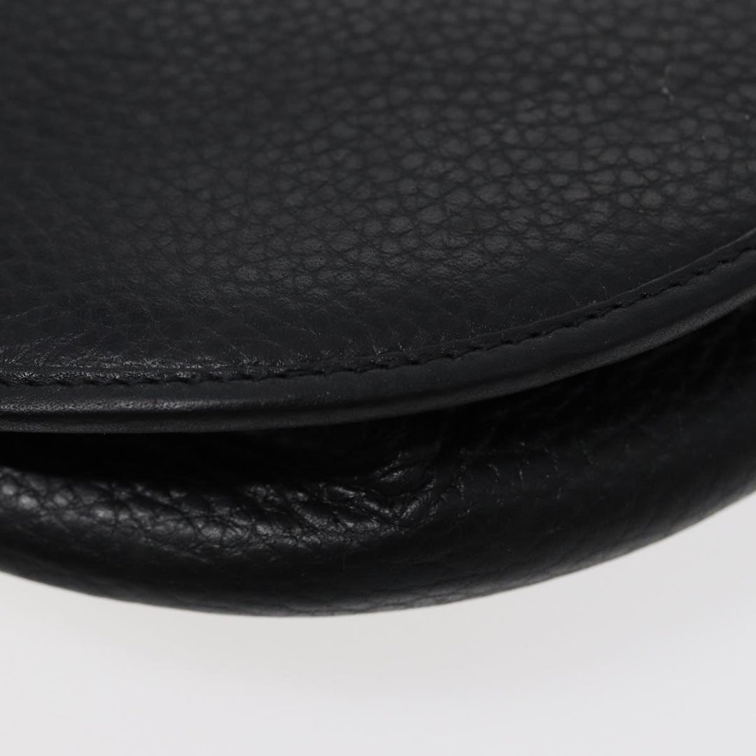 CHRISTIAN Top quality Dior Shoulder Bag Leather Black Gold Auth ep5514