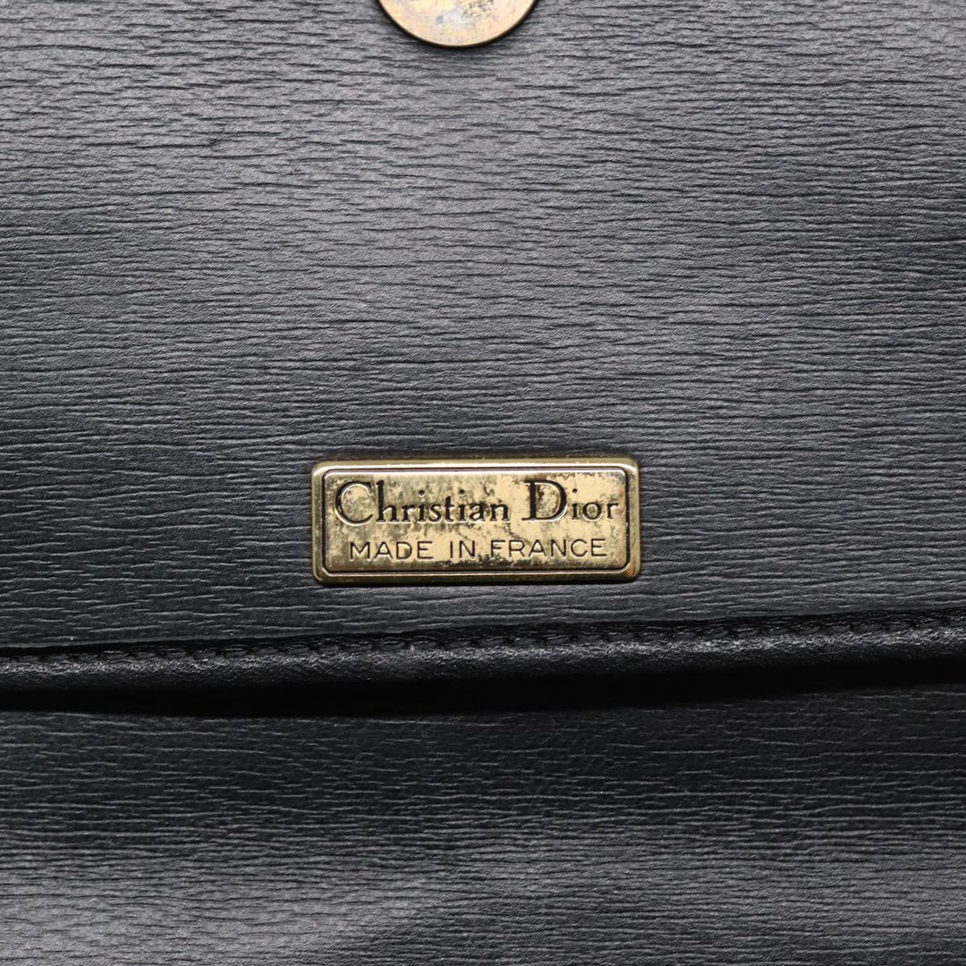 CHRISTIAN Top quality Dior Shoulder Bag Leather Black Gold Auth ep5514