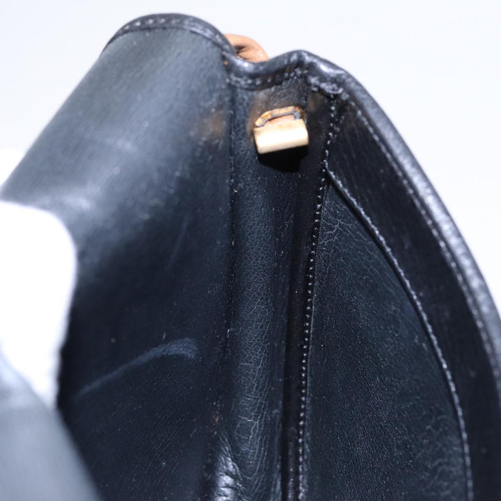 CHRISTIAN Top quality Dior Shoulder Bag Leather Black Gold Auth ep5514