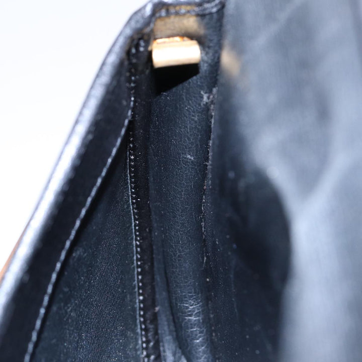 CHRISTIAN Top quality Dior Shoulder Bag Leather Black Gold Auth ep5514