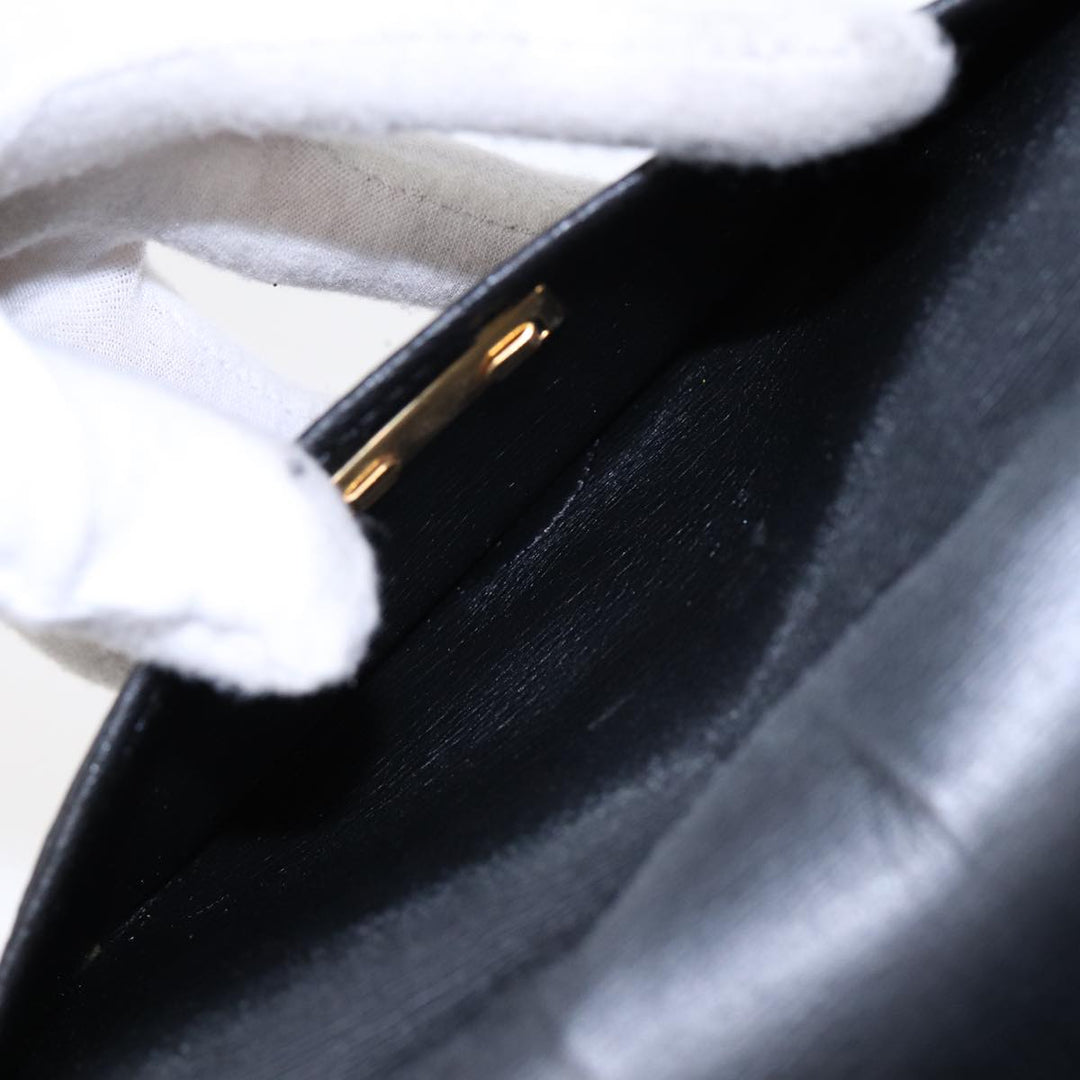 CHRISTIAN Top quality Dior Shoulder Bag Leather Black Gold Auth ep5514