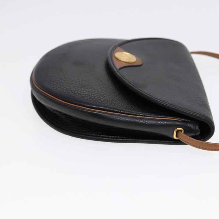 CHRISTIAN Top quality Dior Shoulder Bag Leather Black Gold Auth ep5514