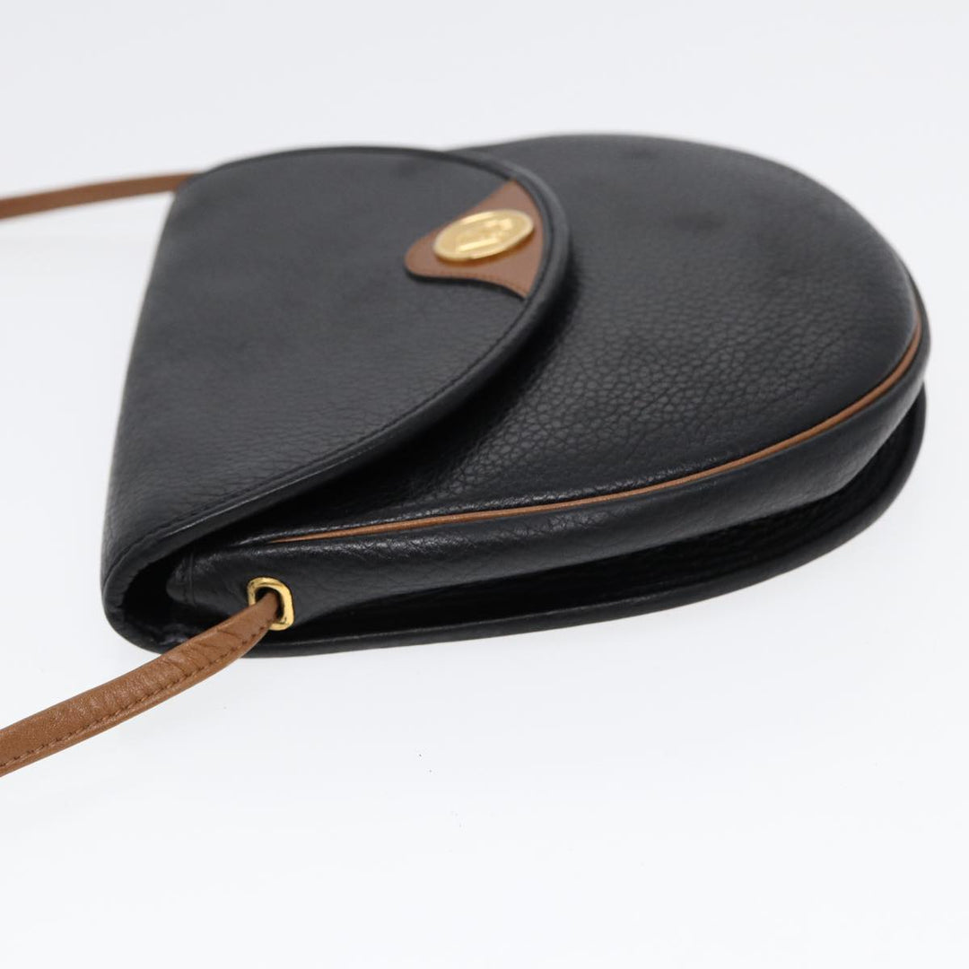 CHRISTIAN Top quality Dior Shoulder Bag Leather Black Gold Auth ep5514