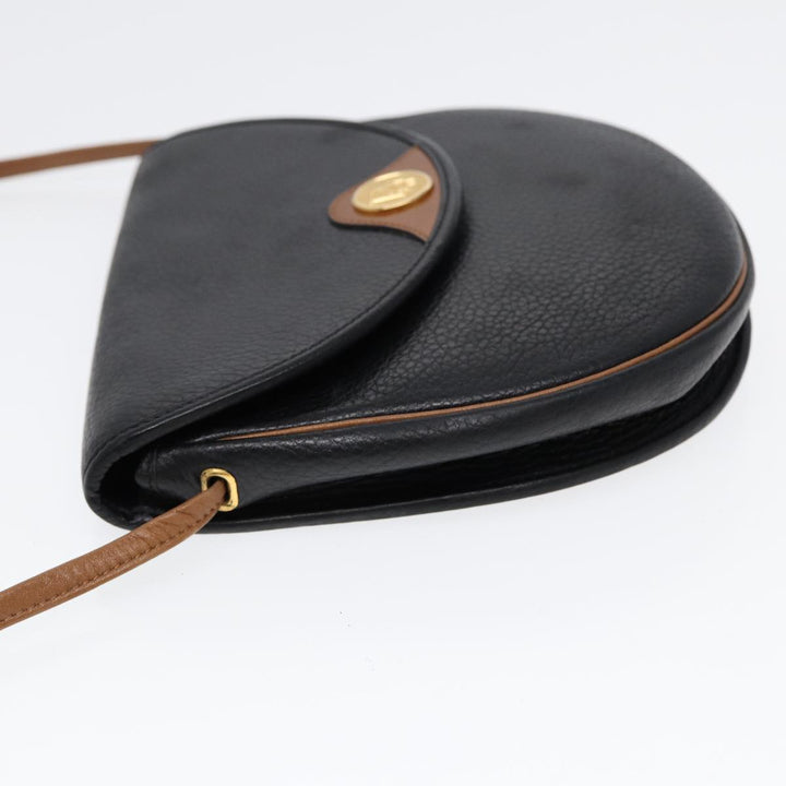CHRISTIAN Top quality Dior Shoulder Bag Leather Black Gold Auth ep5514