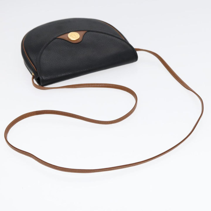 CHRISTIAN Top quality Dior Shoulder Bag Leather Black Gold Auth ep5514