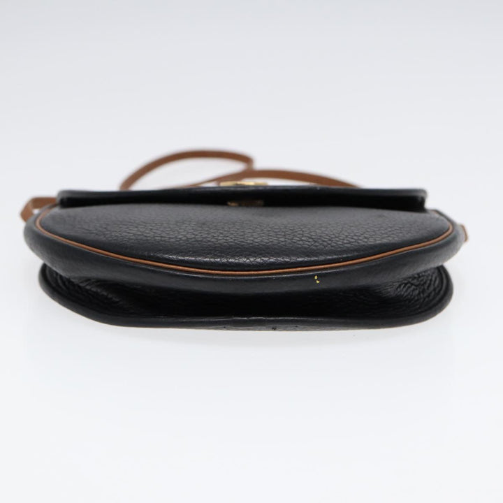 CHRISTIAN Top quality Dior Shoulder Bag Leather Black Gold Auth ep5514