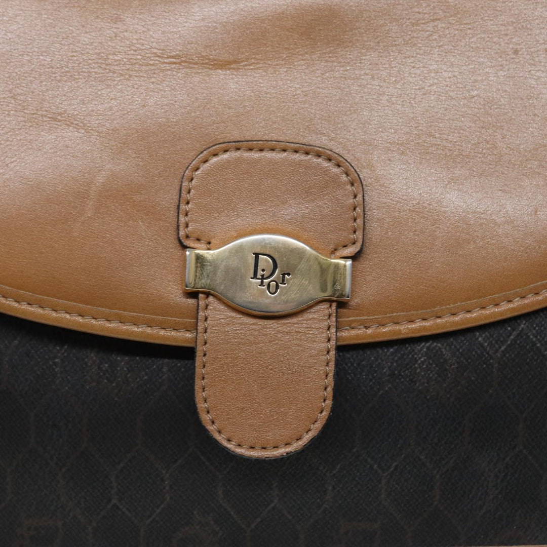 CHRISTIAN Top quality Dior Chain Shoulder Bag PVC Leather Black Brown gold Auth ep5515