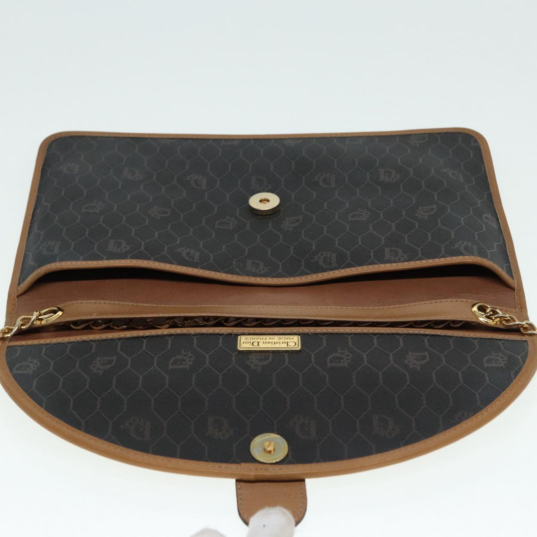 CHRISTIAN Top quality Dior Chain Shoulder Bag PVC Leather Black Brown gold Auth ep5515