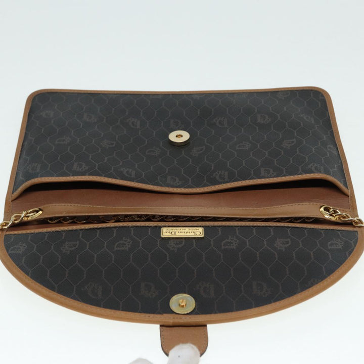 CHRISTIAN Top quality Dior Chain Shoulder Bag PVC Leather Black Brown gold Auth ep5515