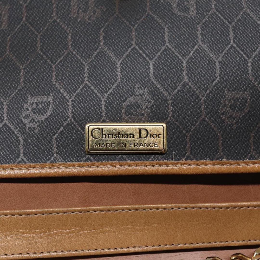 CHRISTIAN Top quality Dior Chain Shoulder Bag PVC Leather Black Brown gold Auth ep5515