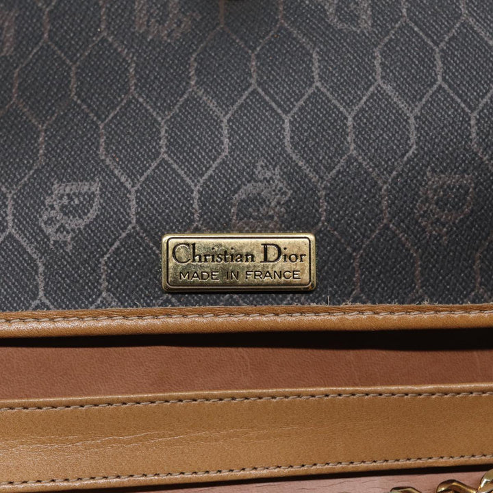 CHRISTIAN Top quality Dior Chain Shoulder Bag PVC Leather Black Brown gold Auth ep5515