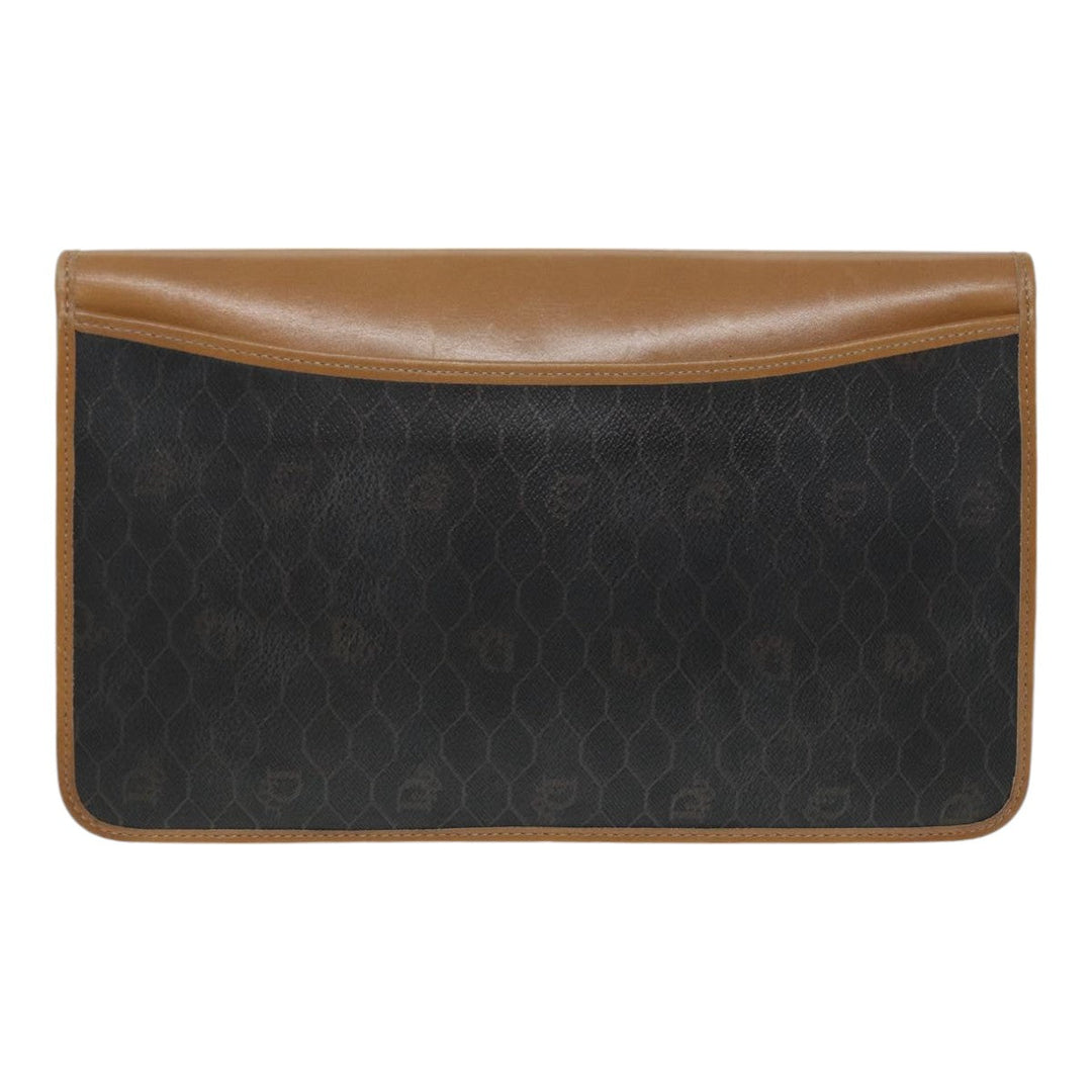 CHRISTIAN Top quality Dior Chain Shoulder Bag PVC Leather Black Brown gold Auth ep5515