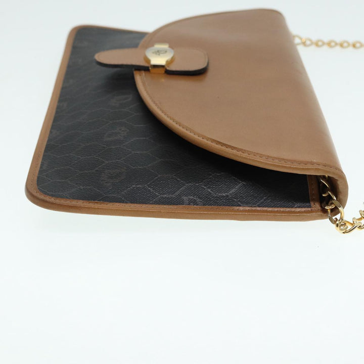 CHRISTIAN Top quality Dior Chain Shoulder Bag PVC Leather Black Brown gold Auth ep5515