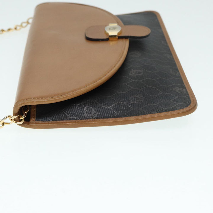 CHRISTIAN Top quality Dior Chain Shoulder Bag PVC Leather Black Brown gold Auth ep5515