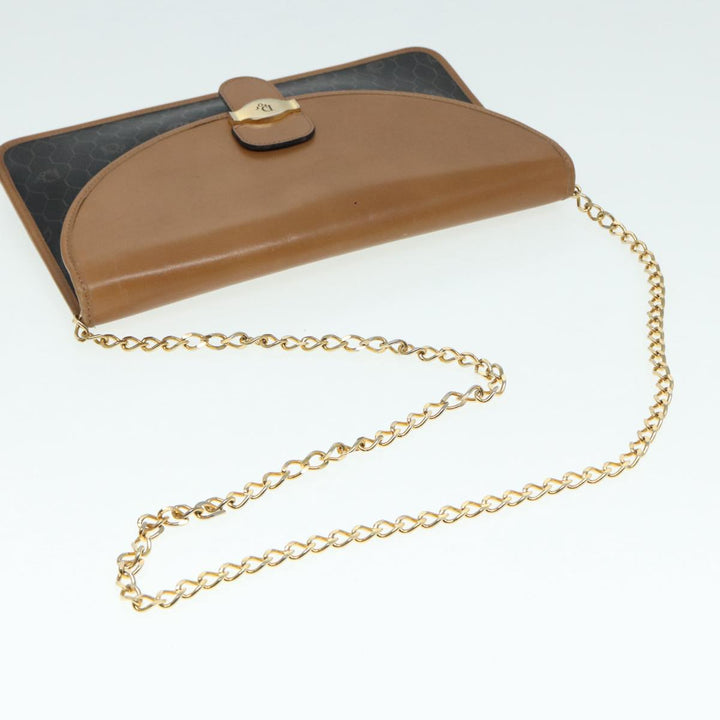 CHRISTIAN Top quality Dior Chain Shoulder Bag PVC Leather Black Brown gold Auth ep5515