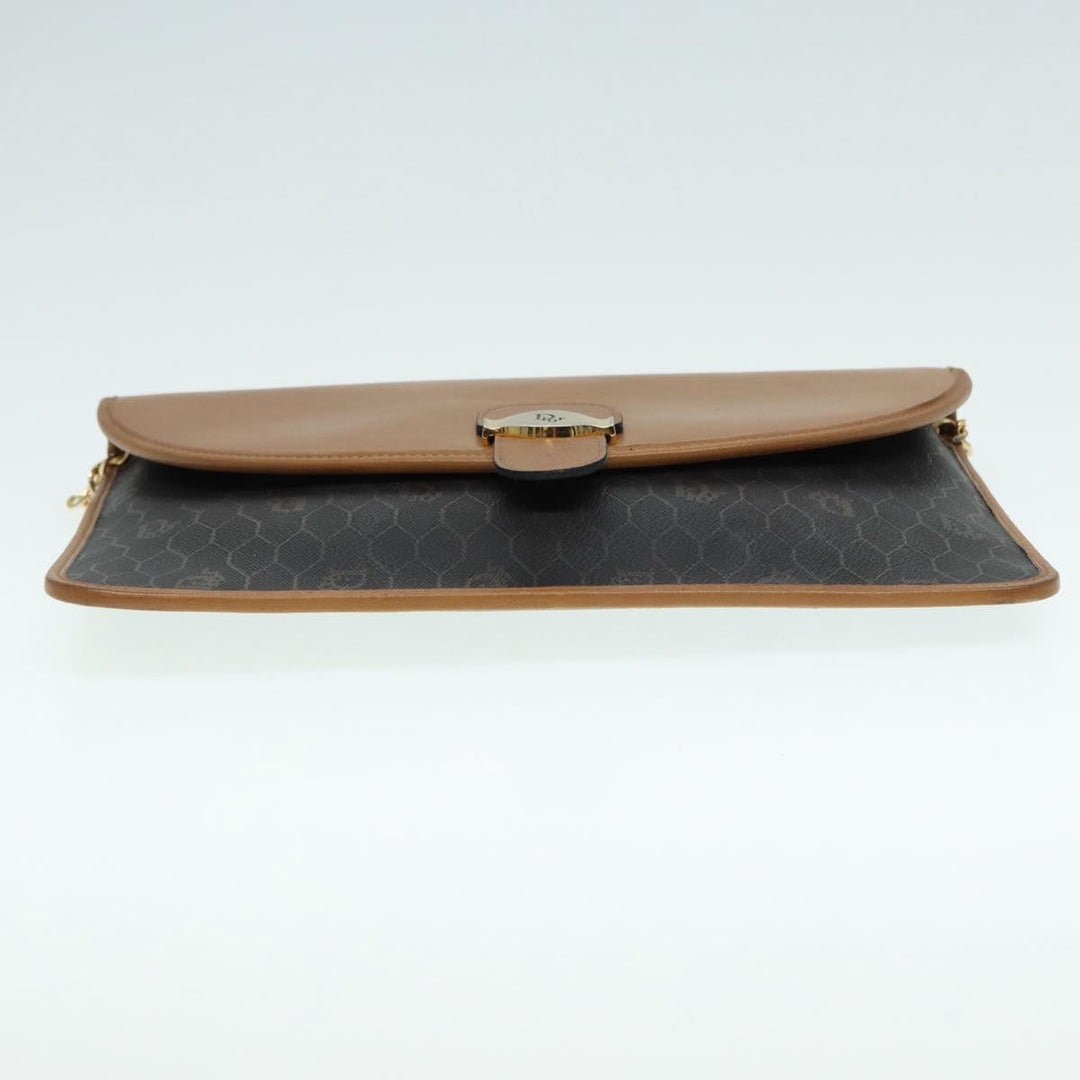 CHRISTIAN Top quality Dior Chain Shoulder Bag PVC Leather Black Brown gold Auth ep5515