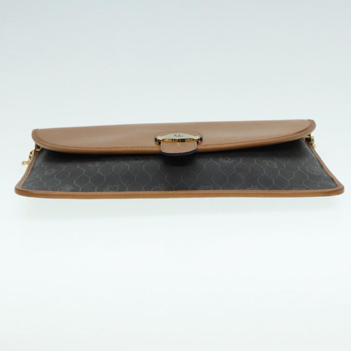 CHRISTIAN Top quality Dior Chain Shoulder Bag PVC Leather Black Brown gold Auth ep5515