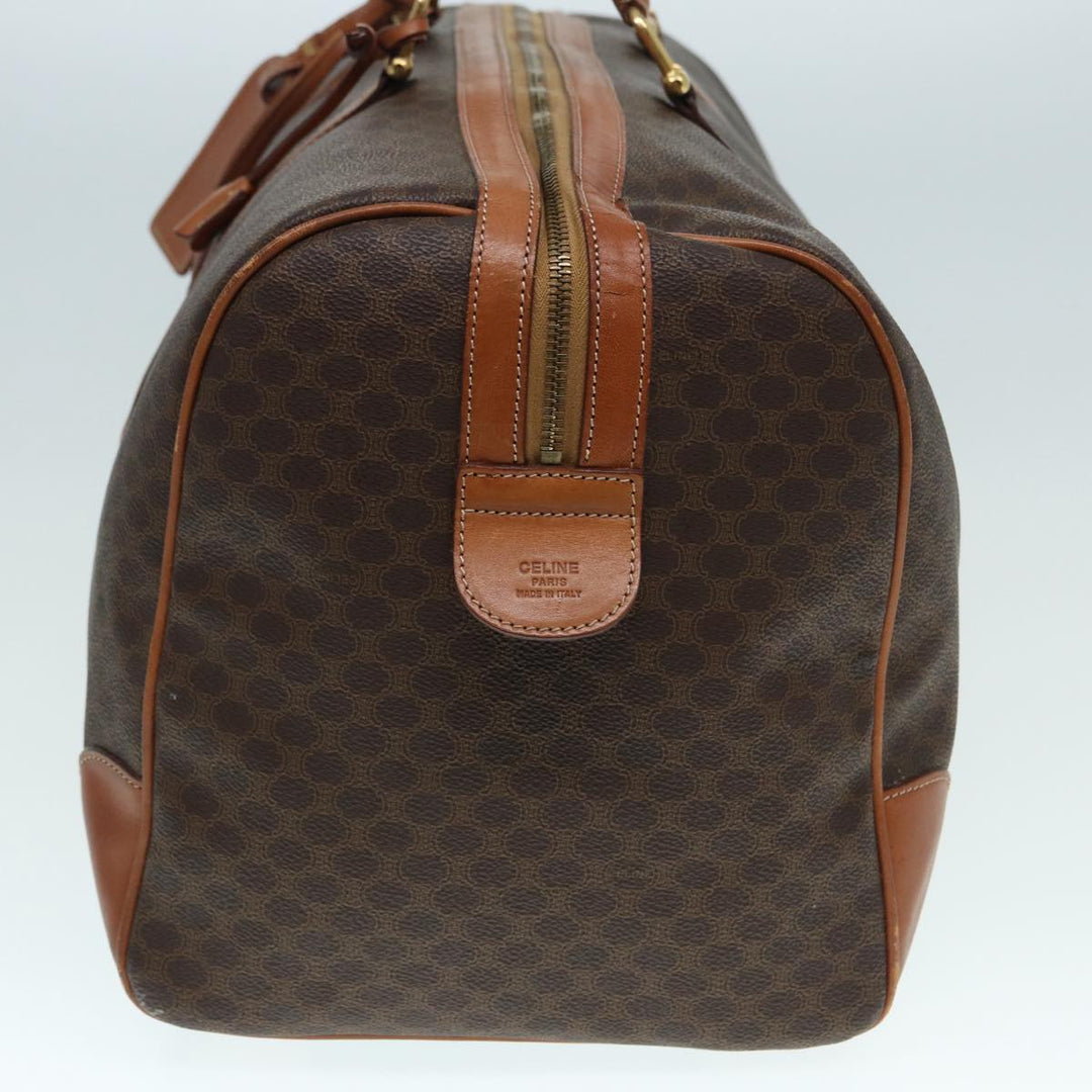 Celine Macadam Canvas Boston Bag PVC Leather Brown Gold Auth ep5535