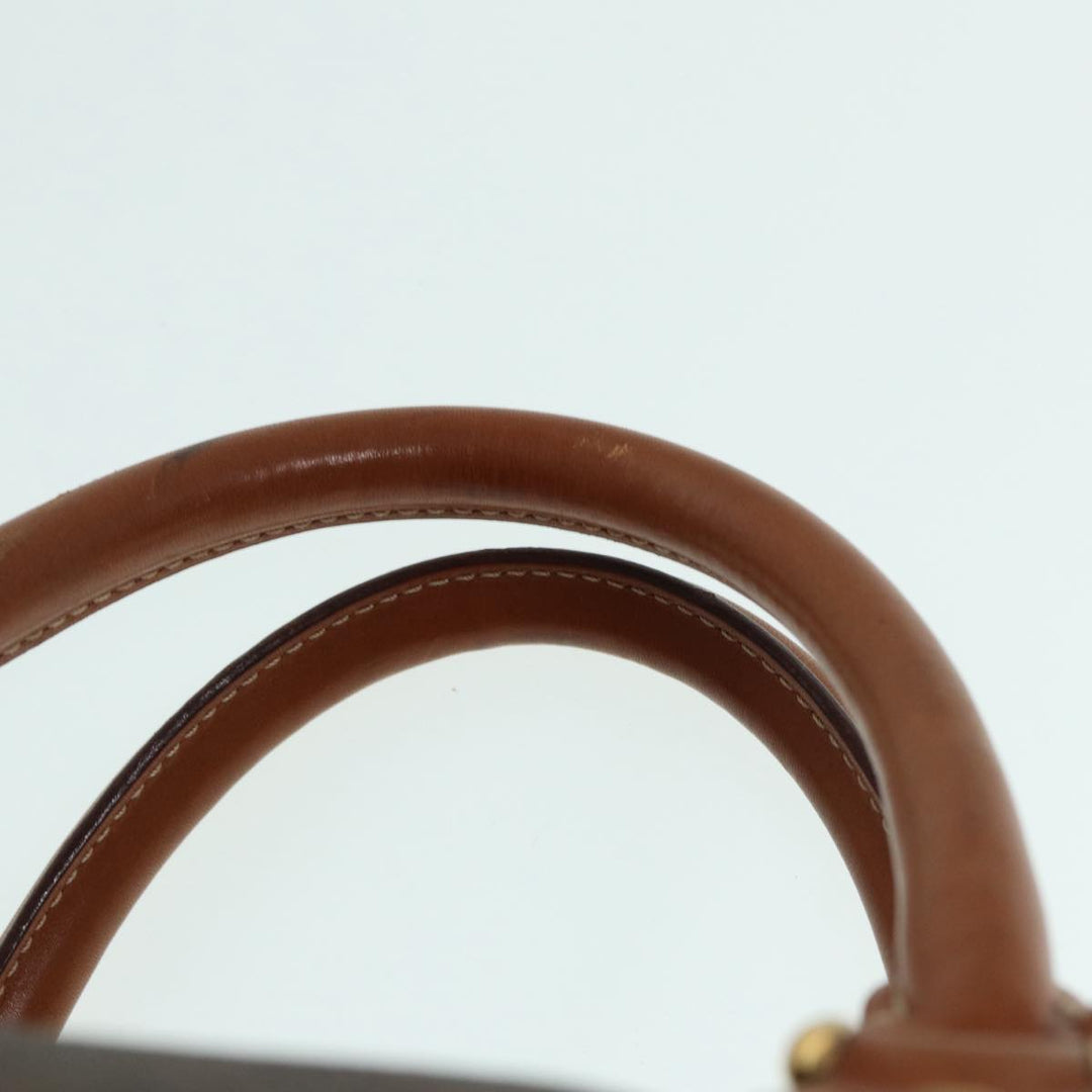 Celine Macadam Canvas Boston Bag PVC Leather Brown Gold Auth ep5535
