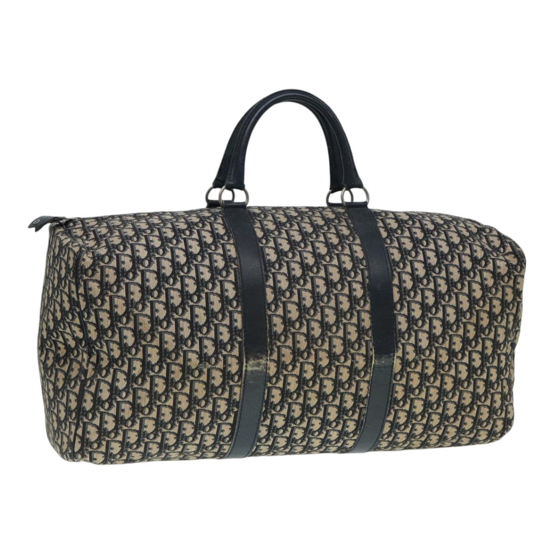 CHRISTIAN Top quality Dior Trotter Canvas Boston Bag Navy Silver Auth ep5567