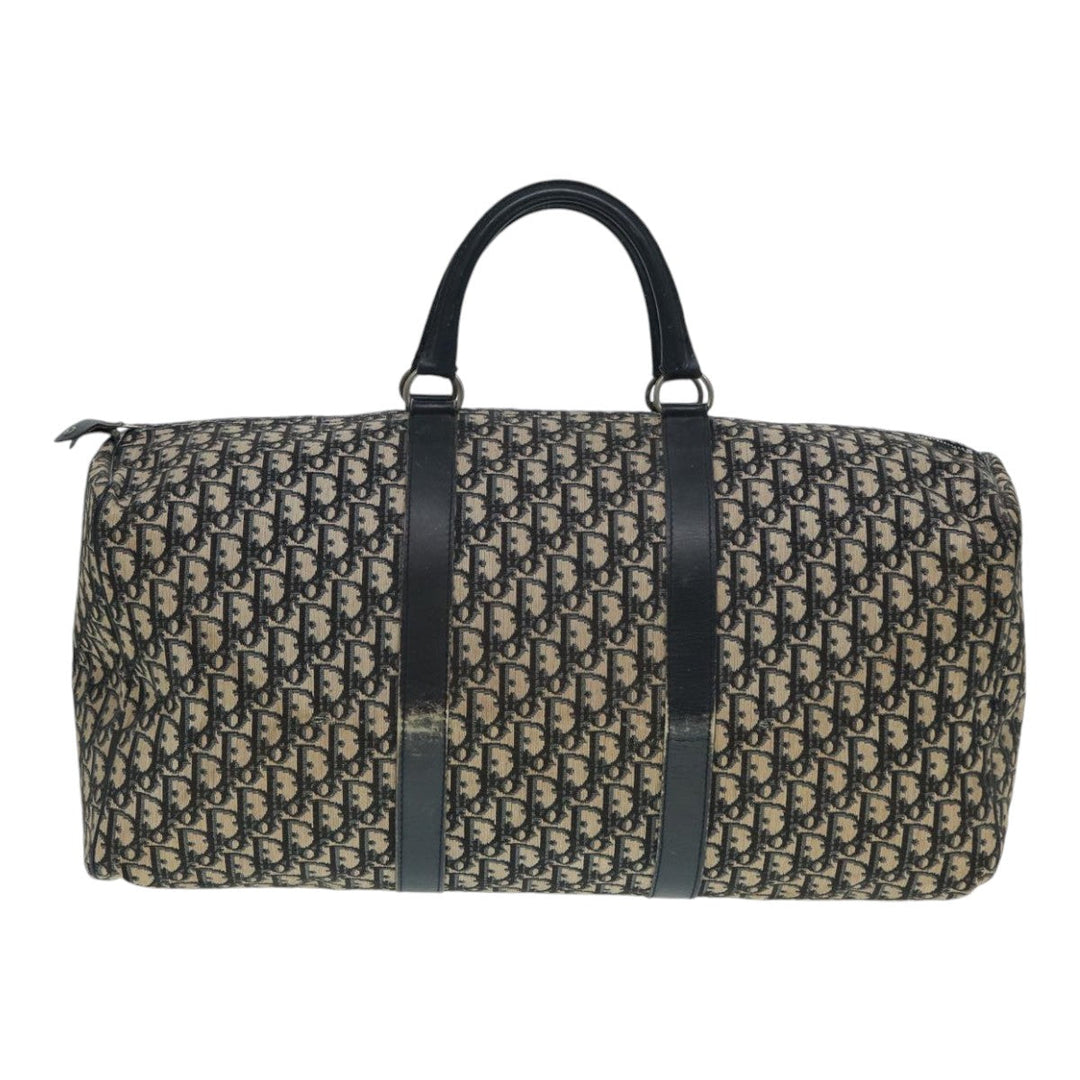 CHRISTIAN Top quality Dior Trotter Canvas Boston Bag Navy Silver Auth ep5567